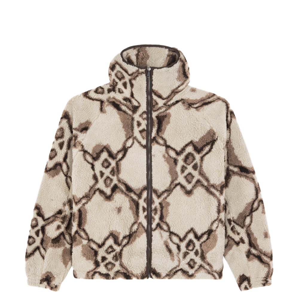 BURNED SHIELD SHERPA HOODIE OFF WHITE