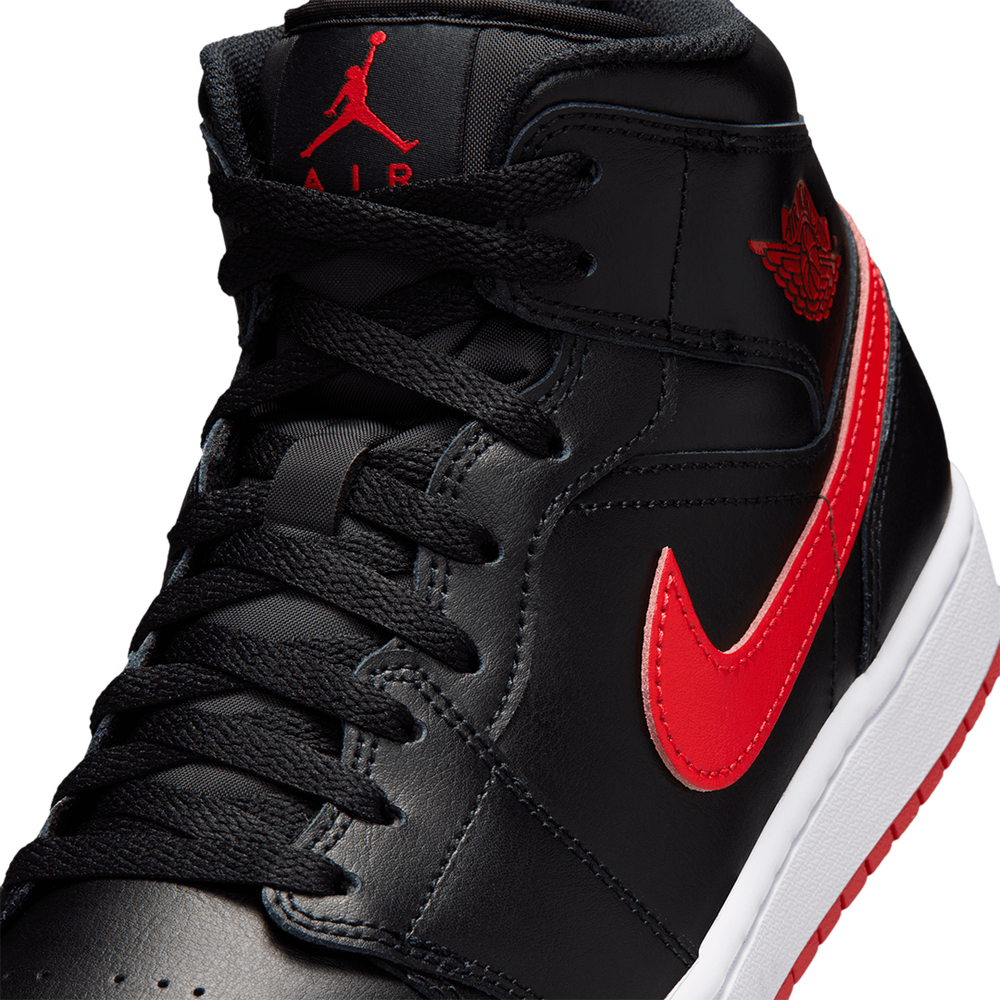 AIR JORDAN 1 MID BLACK / UNIVERSITY RED