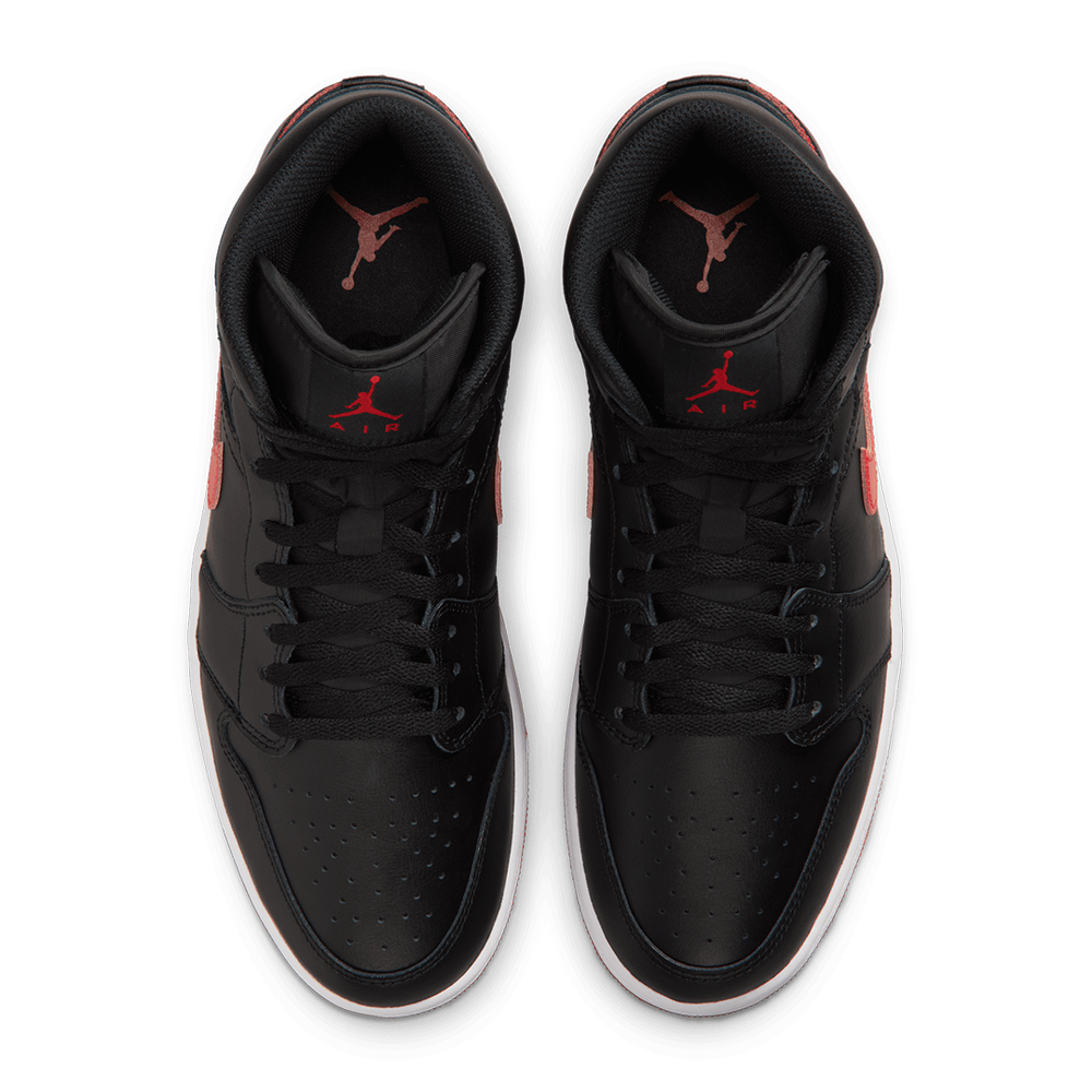 AIR JORDAN 1 MID BLACK / UNIVERSITY RED