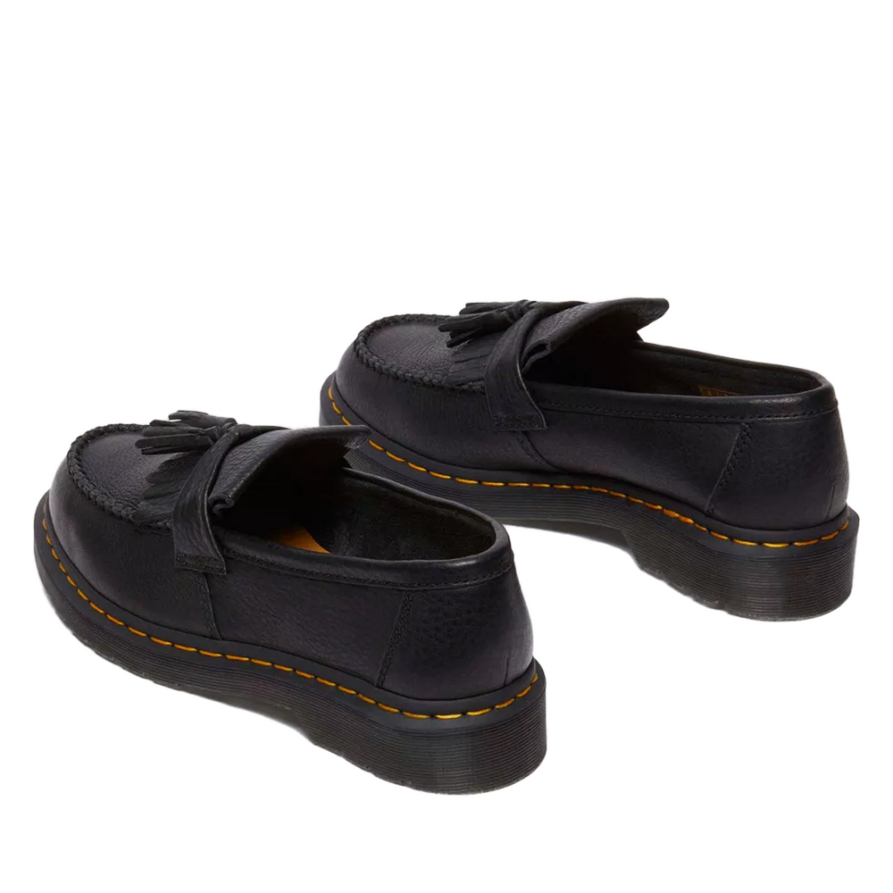 ADRIAN YELLOW STICH AMBASSADOR LEATHER LOAFERS BLACK