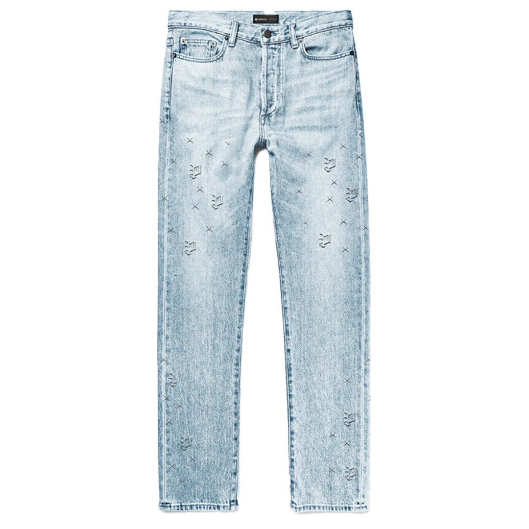 EMBOSSED SKINNY FIT DENIM MID INDIGO – NRML