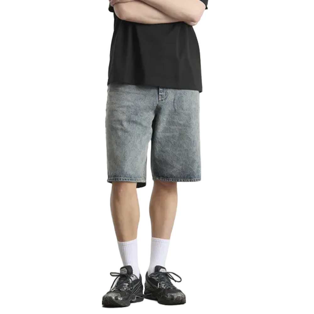 COMPACT SHIELD EMBROIDETY DENIM SHORTS