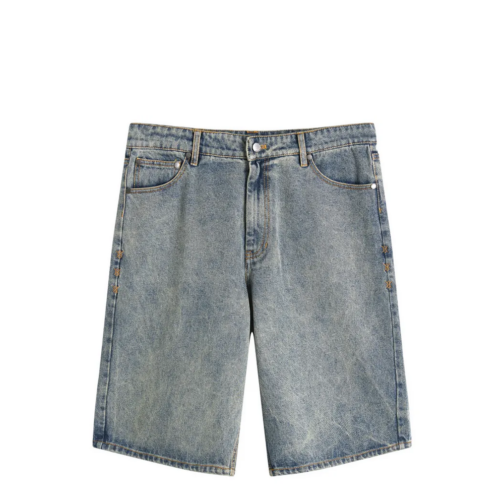 COMPACT SHIELD EMBROIDETY DENIM SHORTS