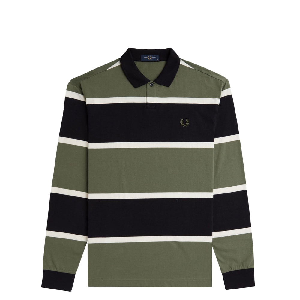 STRIPPED LONG SLEEVE POLO SHIRT