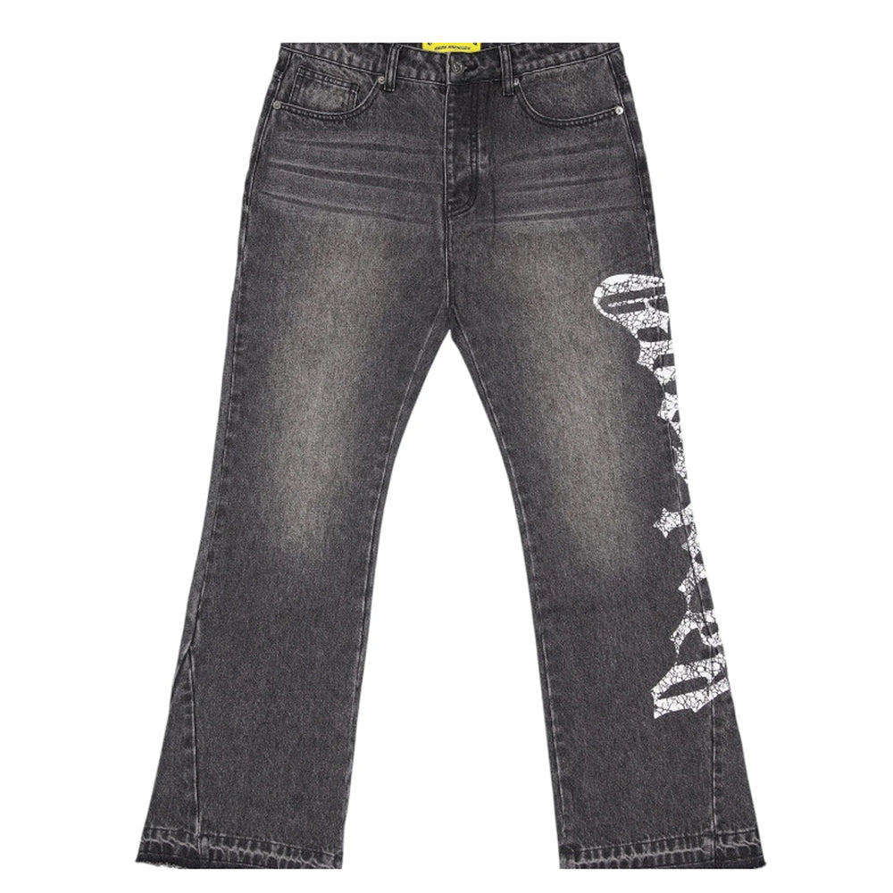 OG LOGO FLARED DENIM WASHED GREY