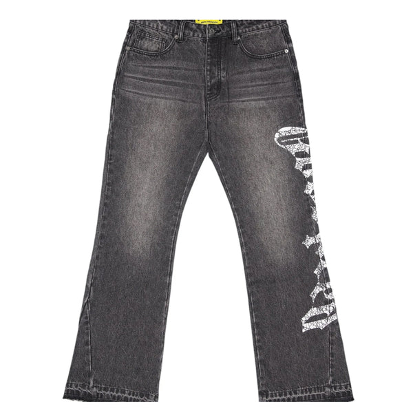 OG LOGO FLARED DENIM WASHED GREY