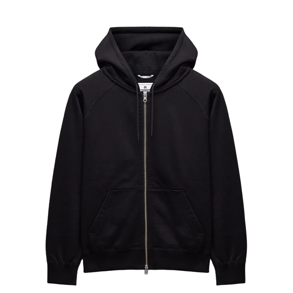 BRUSHED FLEECE ZIP HOODIE BLACK