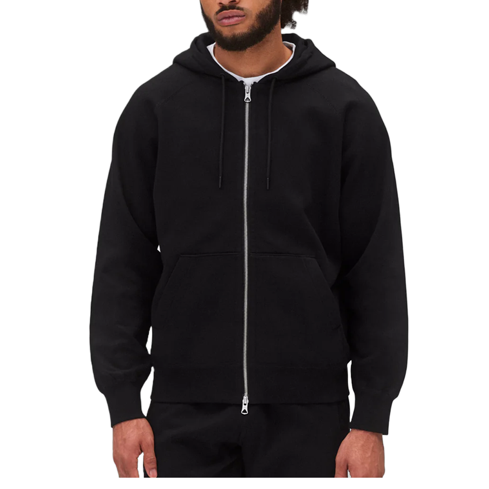 BRUSHED FLEECE ZIP HOODIE BLACK