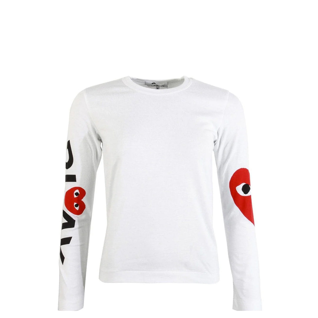 WOMEN S CDG RED HEART PLAY LONG SLEEVE T SHIRT