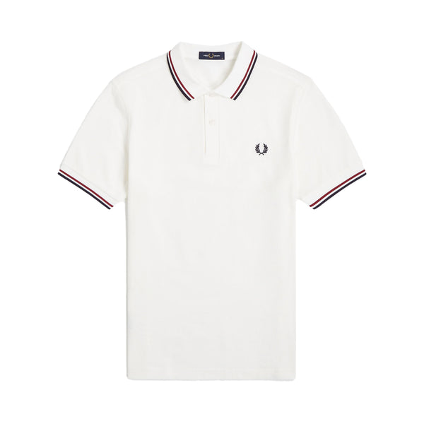 TWIN TIPPED FRED PERRY SHIRT SNOW WHITE