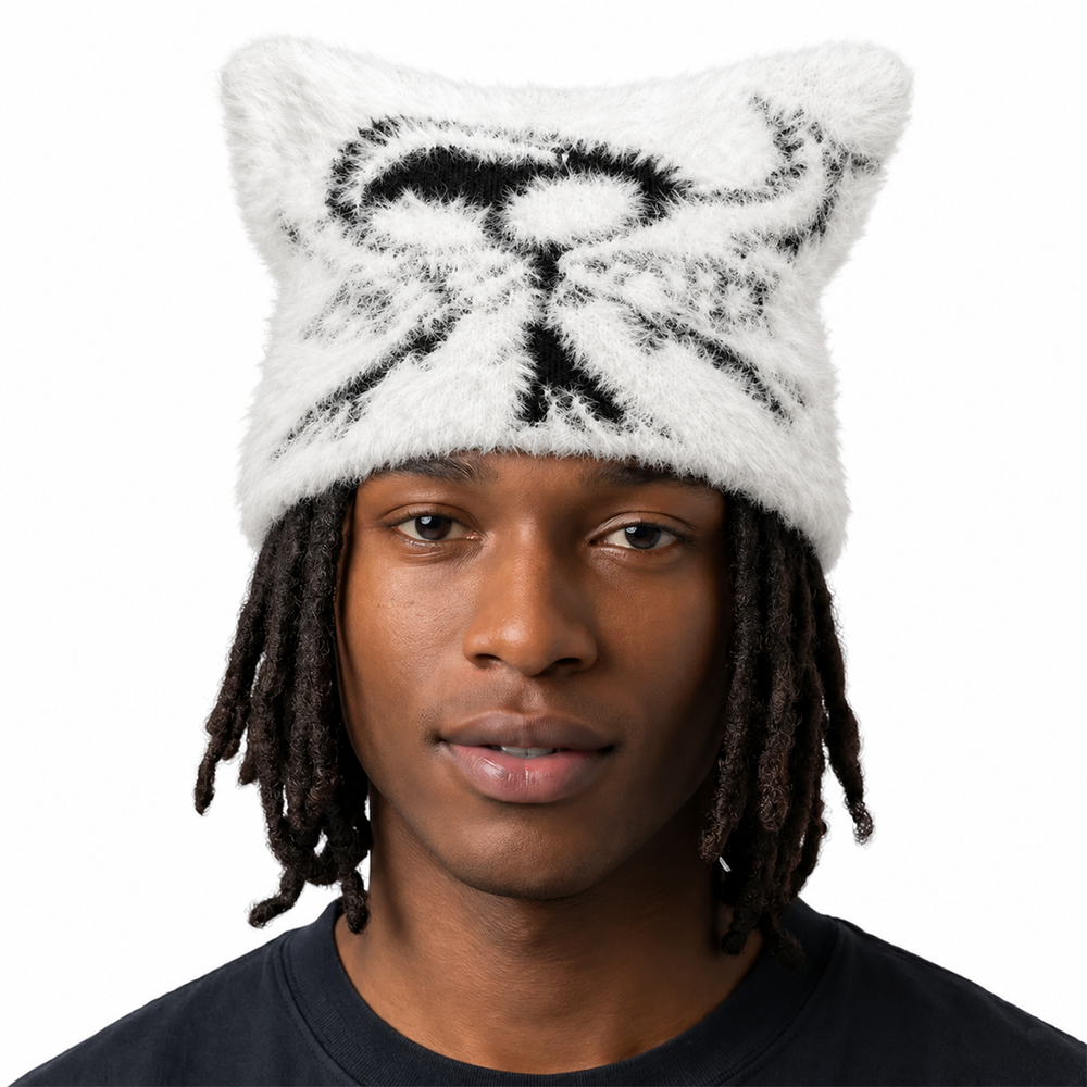 FURRY LOGO CAT HAT GREY