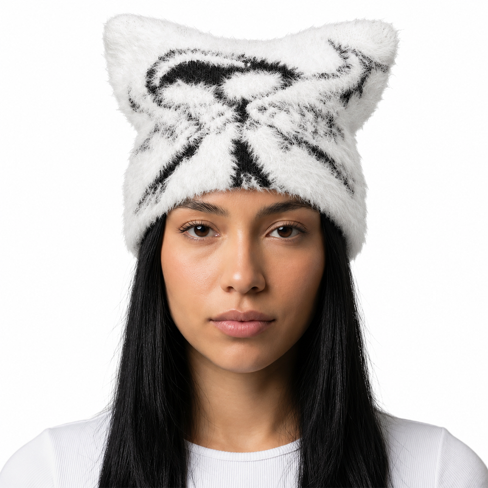 FURRY LOGO CAT HAT GREY