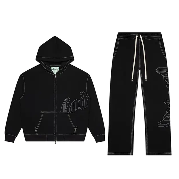 OG LOGO STITCHED SWEATSUIT BLACK