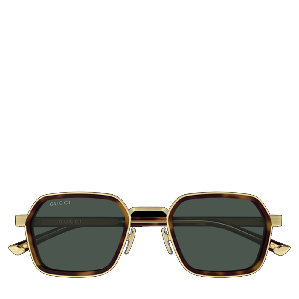 GEOMETRIC METAL SUNGLASSES HAVANA GREEN