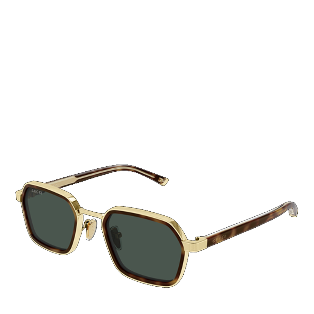 GEOMETRIC METAL SUNGLASSES HAVANA GREEN
