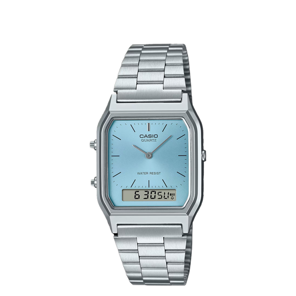 RETRO ANALOG WATCH SILVER AQ-230A-2A1MQY