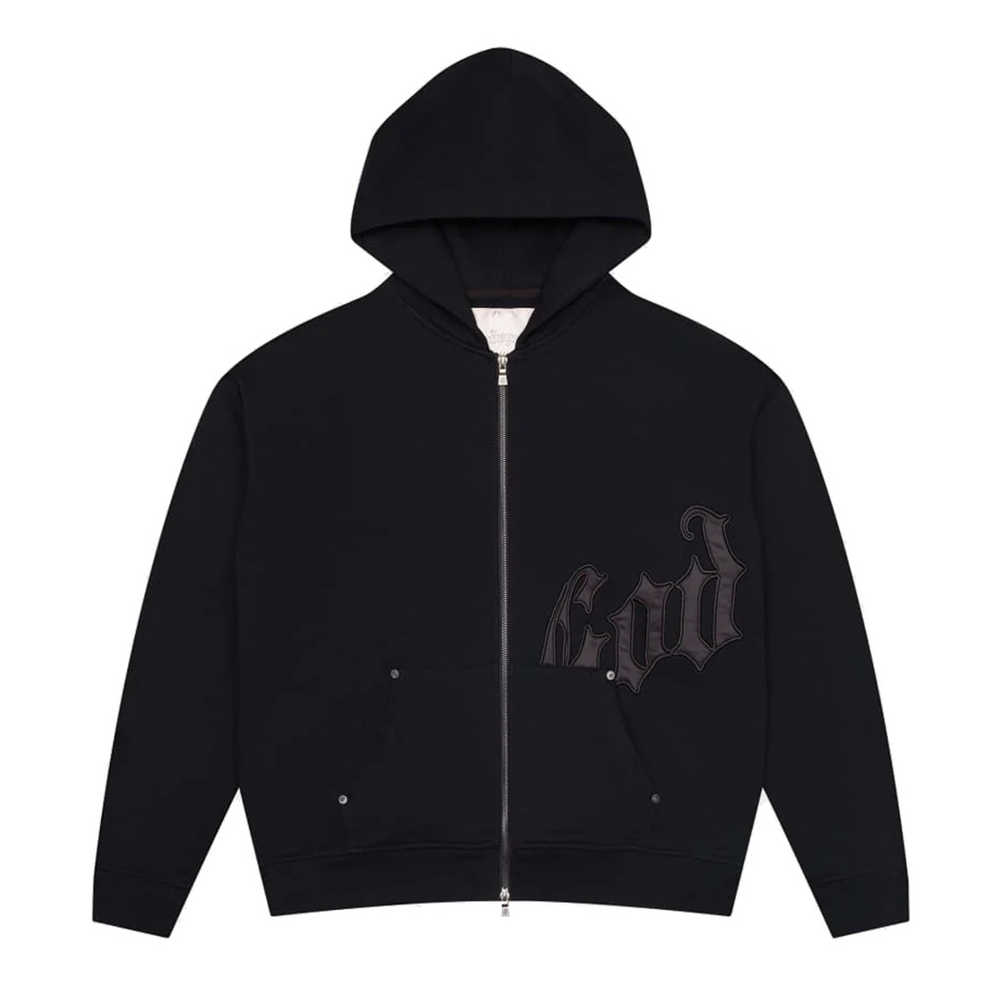OG LOGO ZIP HOODIE SATIN/BLACK