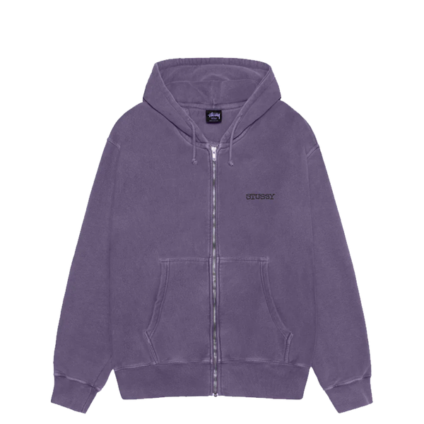 JUMBO PIGMENT DYED ZIP UP HOODIE GRAPE