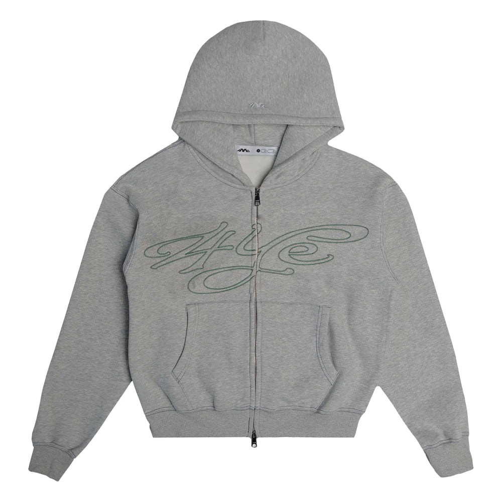 SIGNATURE ZIP HOODIE MEDIUM HEATHER GREY/DARK GREEN