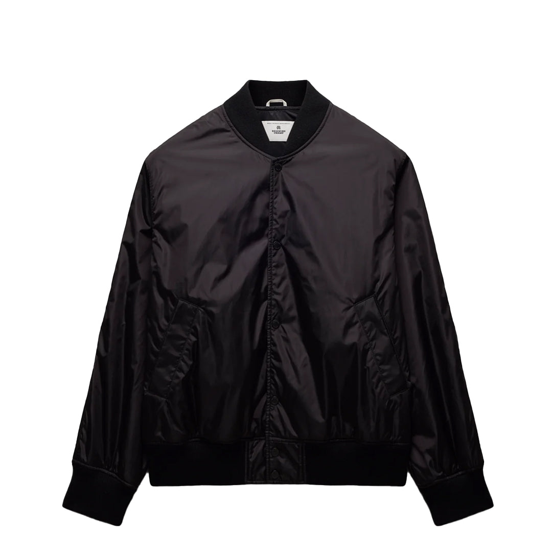 ECONYL SATIN NYLON STADIUM JACKET BLACK – NRML