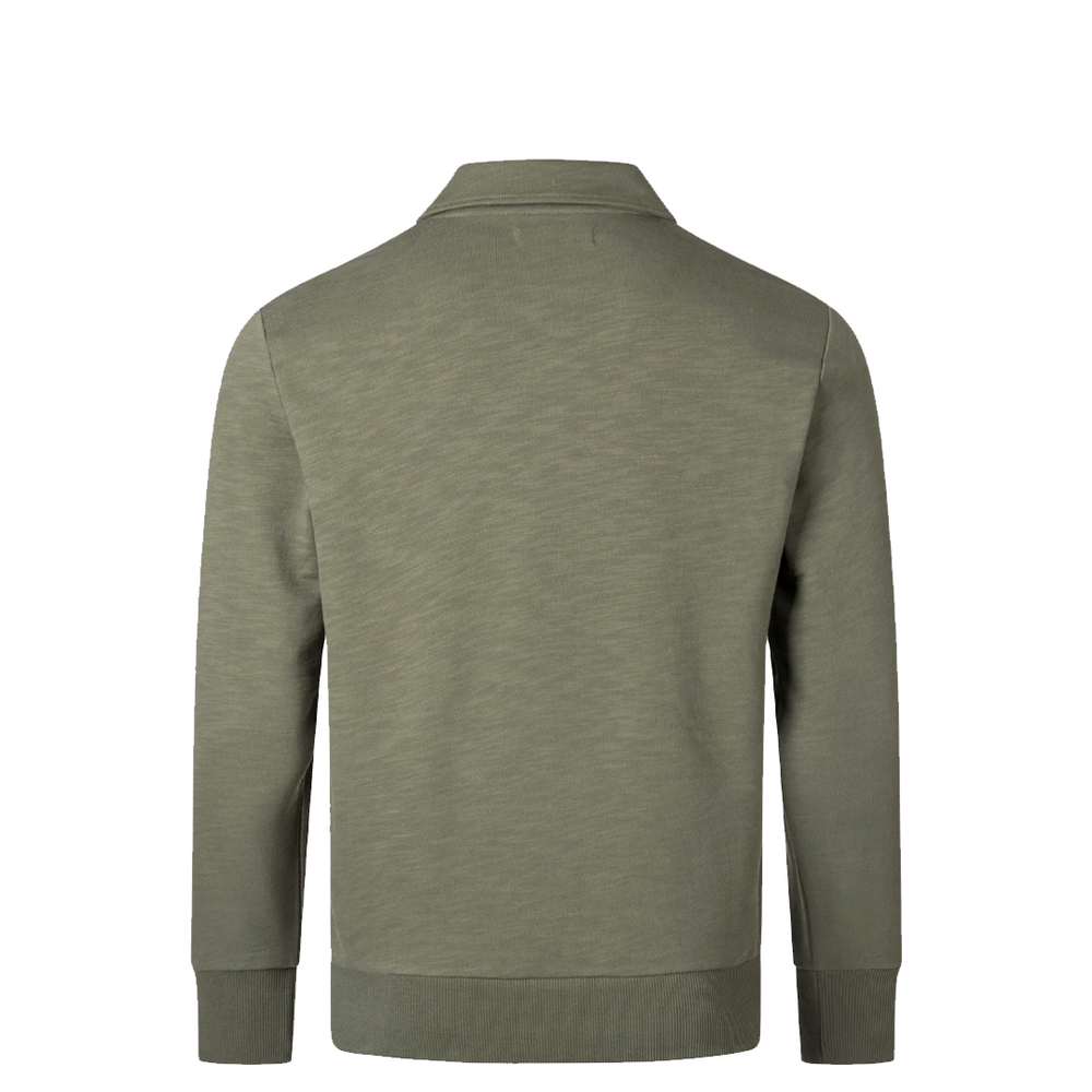 ZIP NECK COLLAR SWEATSHIRT LAUREL WREATH GREEN