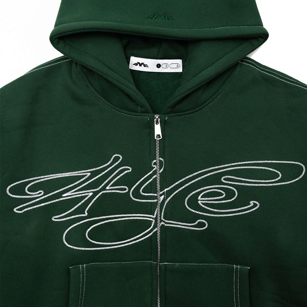 SIGNATURE ZIP HOODIE DARK GREEN / WHITE
