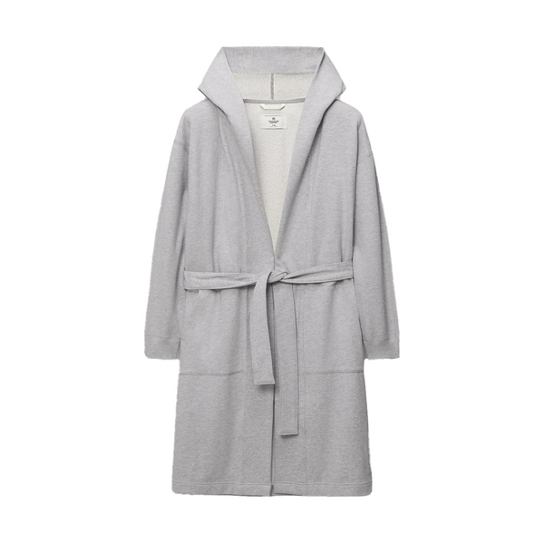 MIDWEIGHT TERRY HOODED ROBE HEATHER GREY