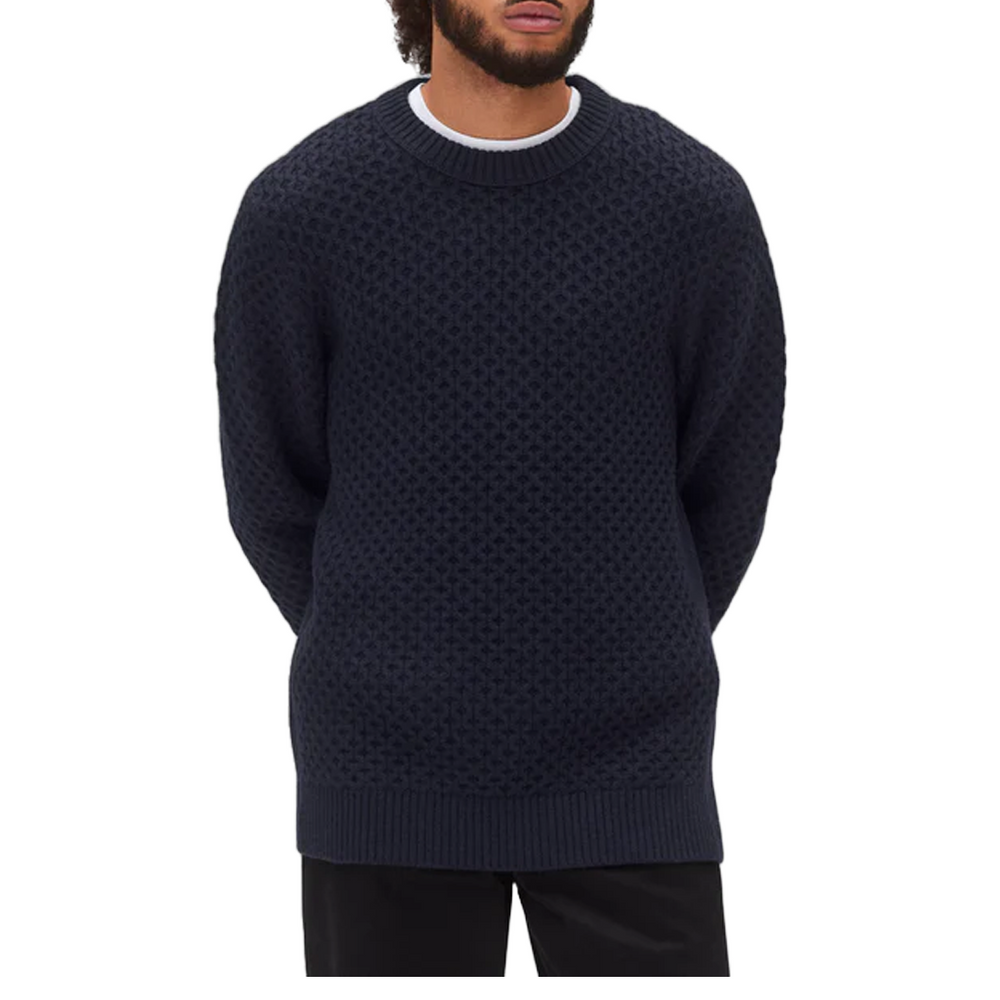 KNIT HONETCOMB CREWNECK NAVY