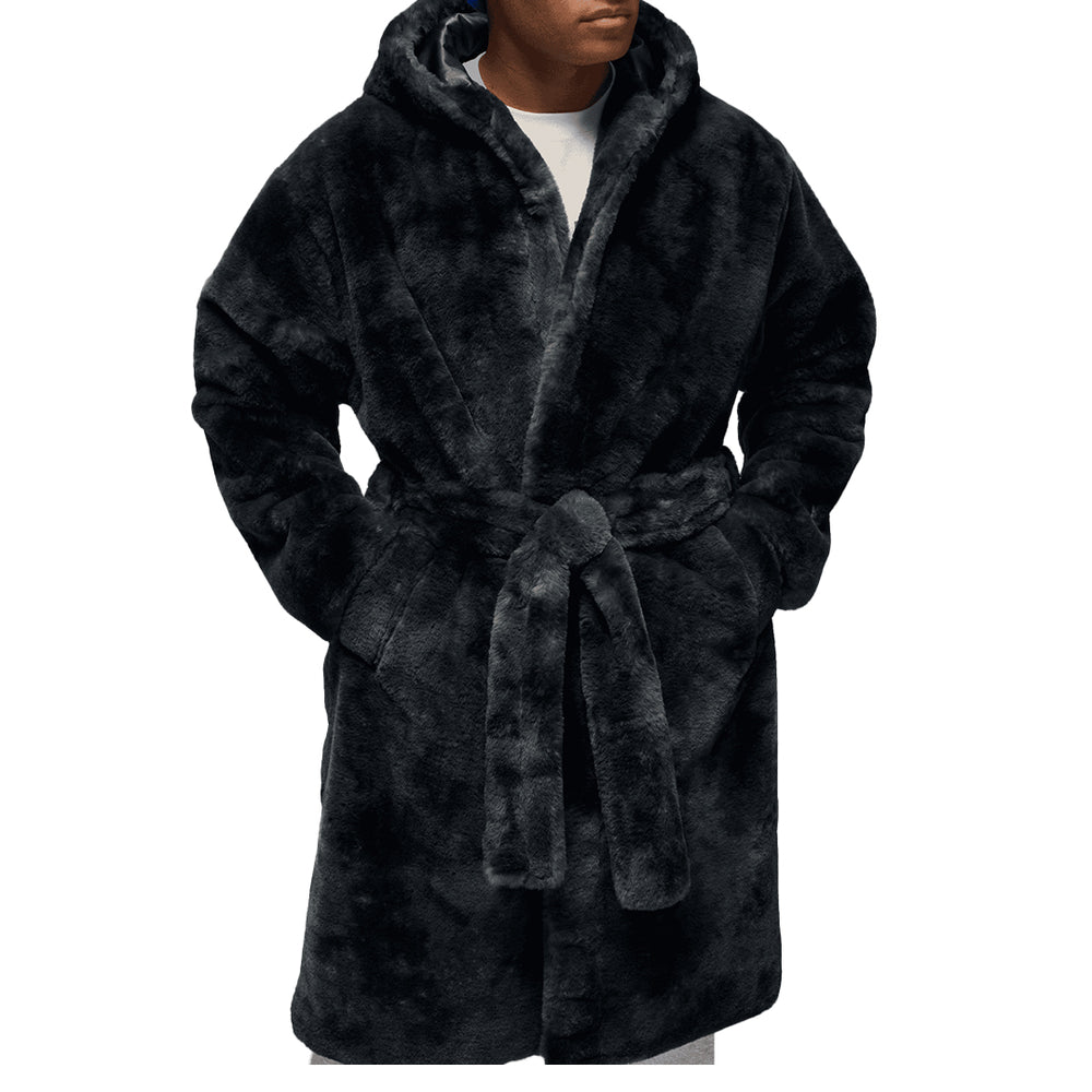 FAUX FUR ROBE BLACK