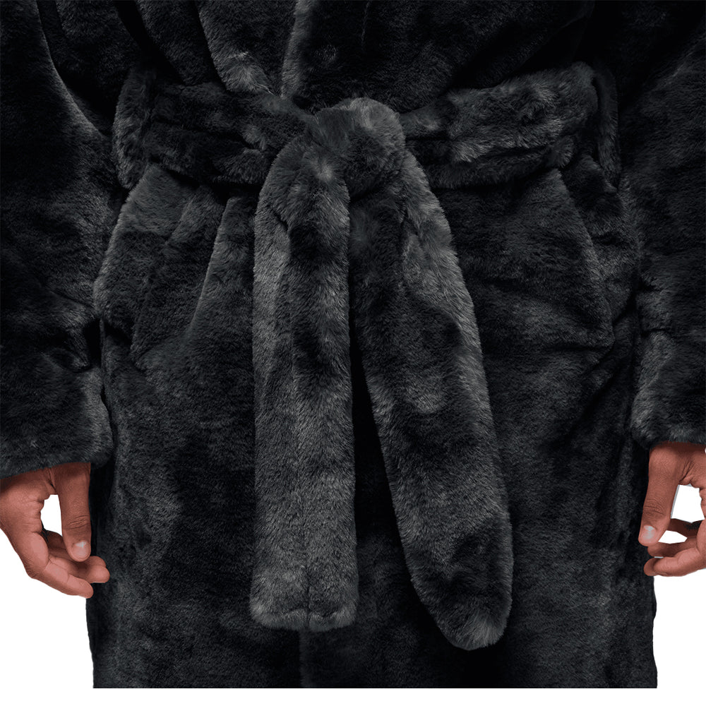 FAUX FUR ROBE BLACK