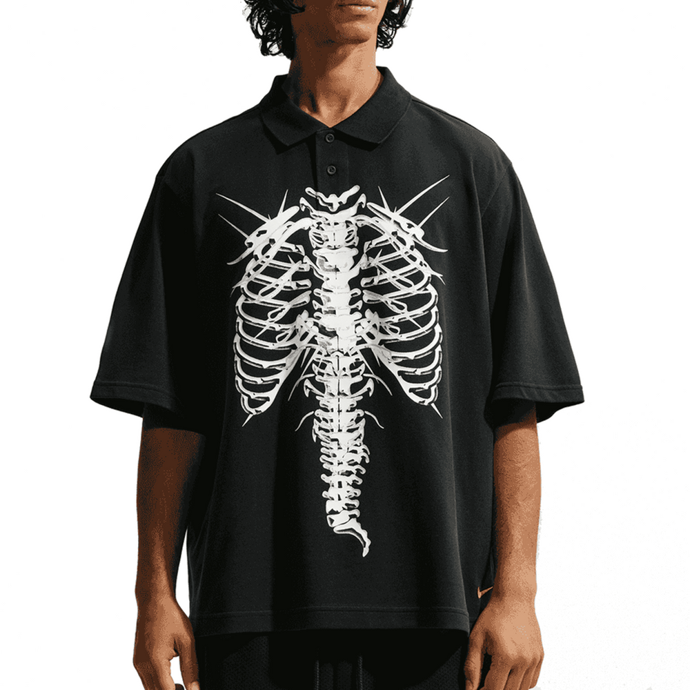 "YOUR MESSAGE HERE" SKELETON SHIRT BLACK / SAFETY ORANGE