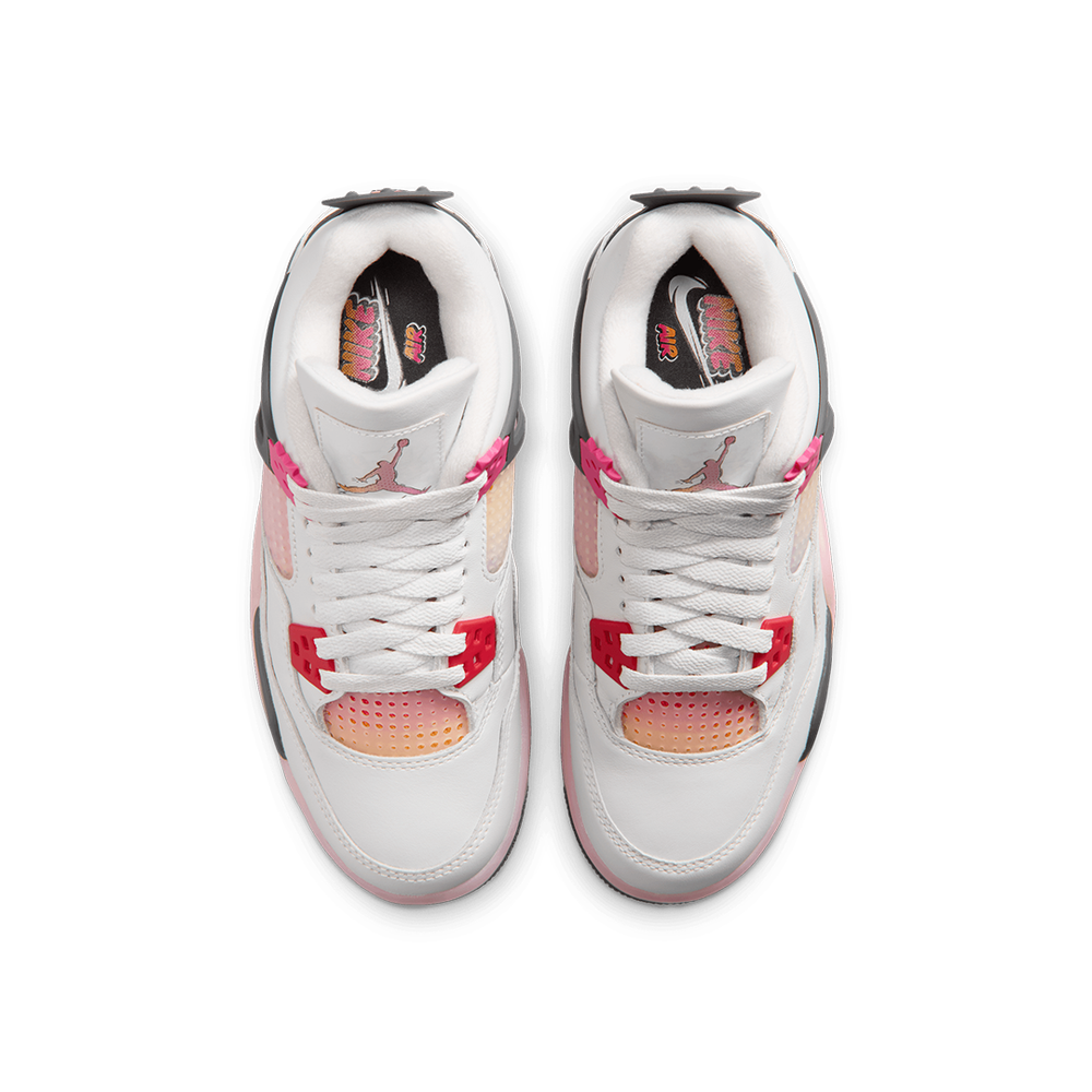 AIR JORDAN 4 RETRO (GS) "COMIC" OFF WHITE / FIRE PINK