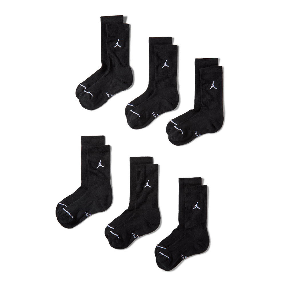 JORDAN EVERYDAY ELEVATED CREW SOCKS (6 PACK) BLACK