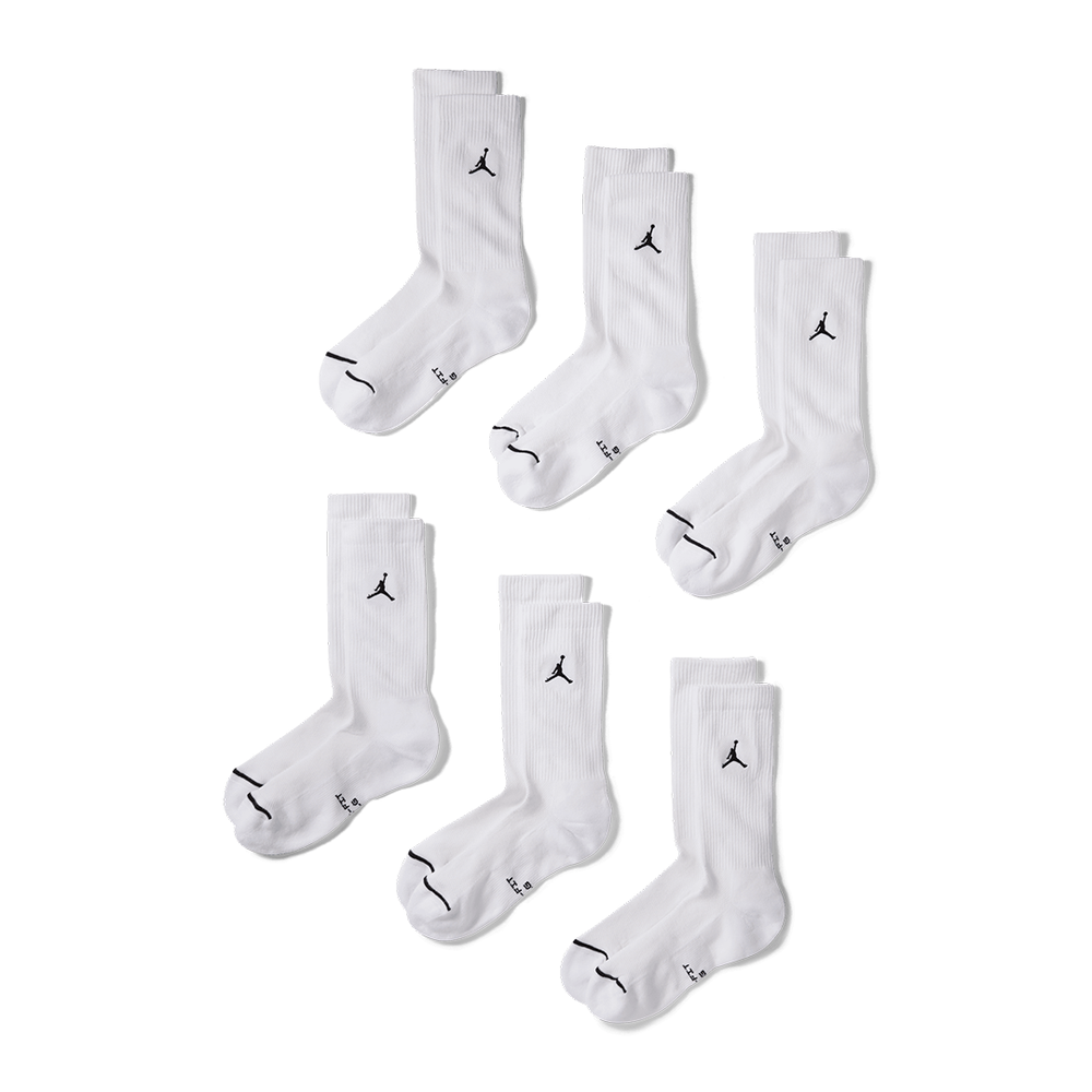 JORDAN EVERYDAY ELEVATED CREW SOCKS (6 PACK) WHITE