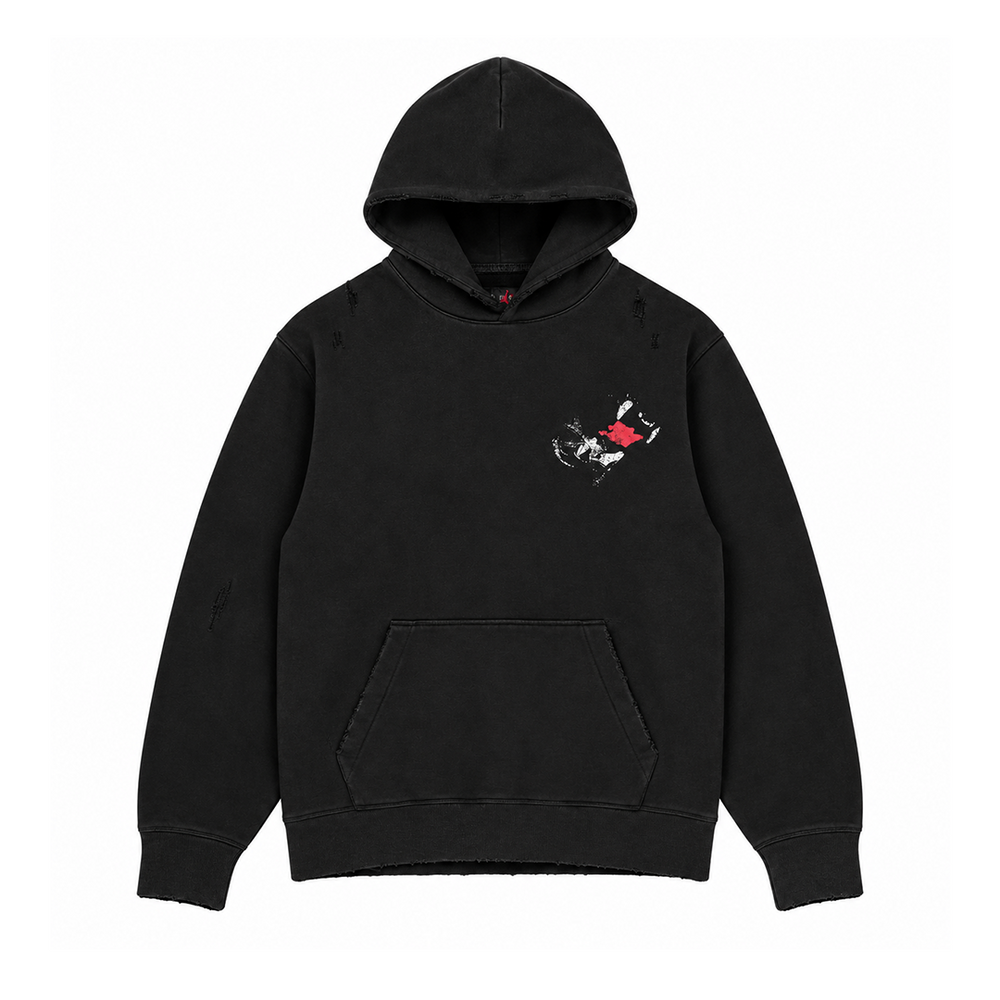 JORDAN X NEIGHBORHOOD BLACK CAT HOODIE BLACK / UNIVERSITY RED