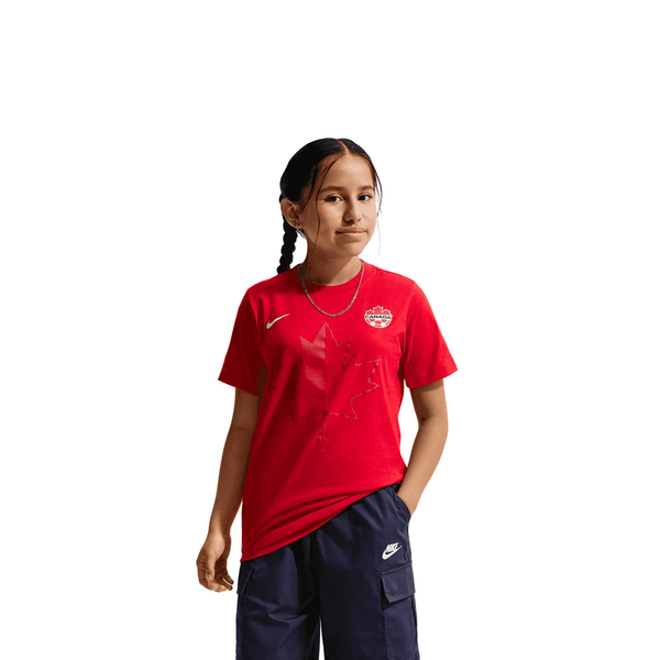 KIDS' CANADA SHORT SLEEVE T-SHIRT UNIVERSITY RED