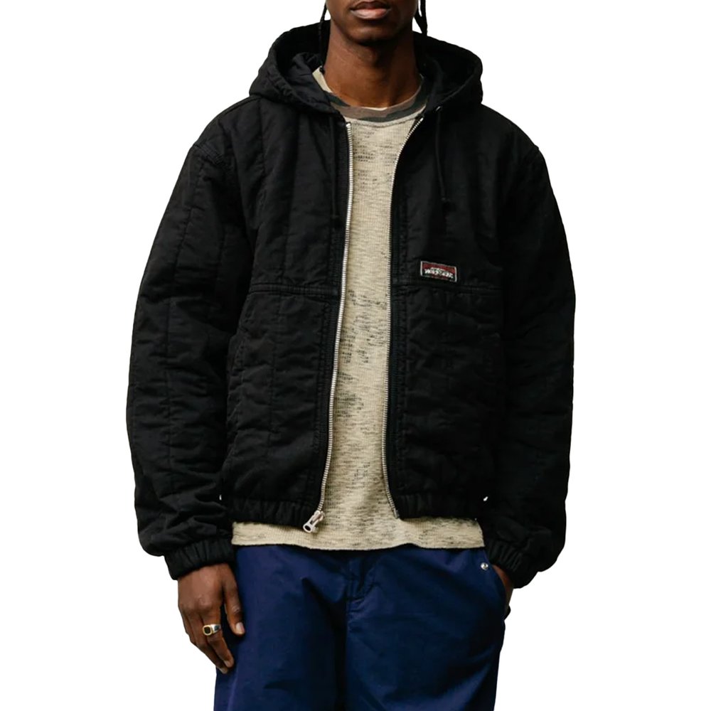QUILTED CANVAS WORK JACKET BLACK