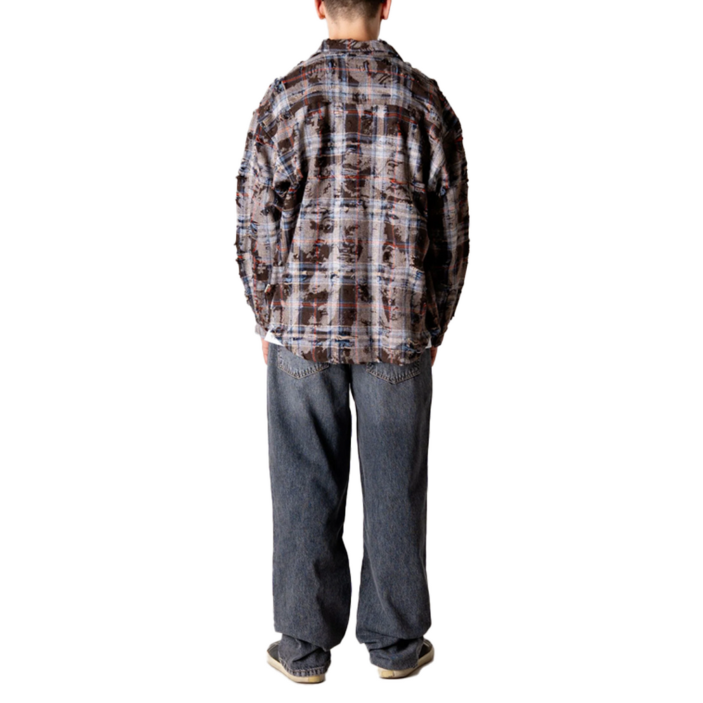 JONG RIPPED SHIRT BROWN CHECK