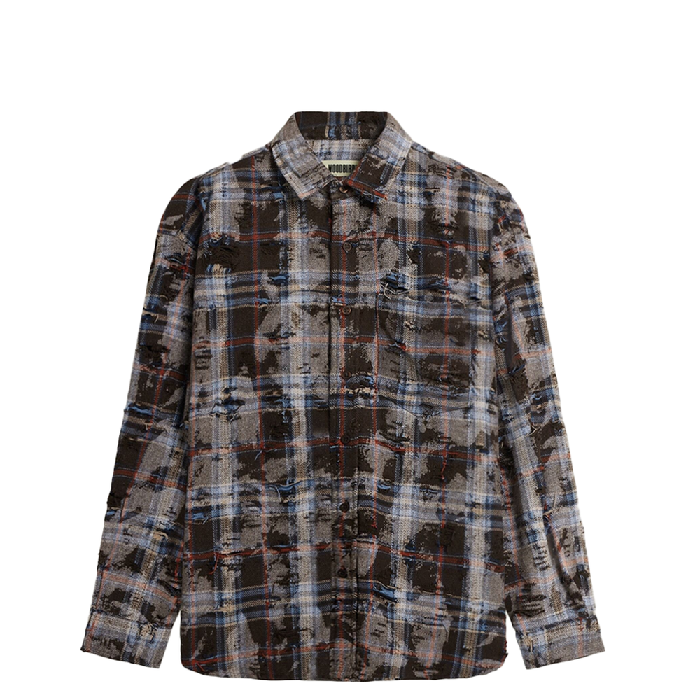 JONG RIPPED SHIRT BROWN CHECK