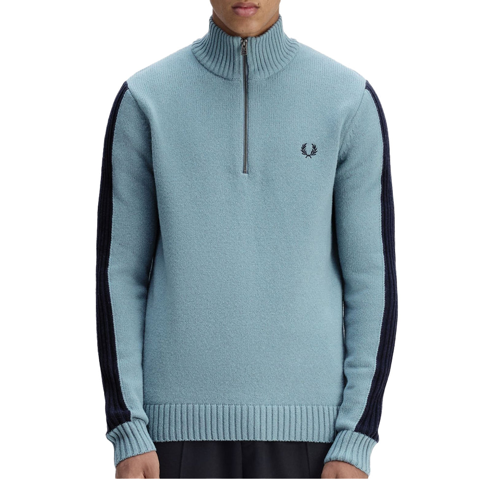RIBBED SLEEVE HALF ZIP JUMPER