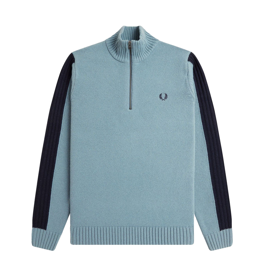 RIBBED SLEEVE HALF ZIP JUMPER