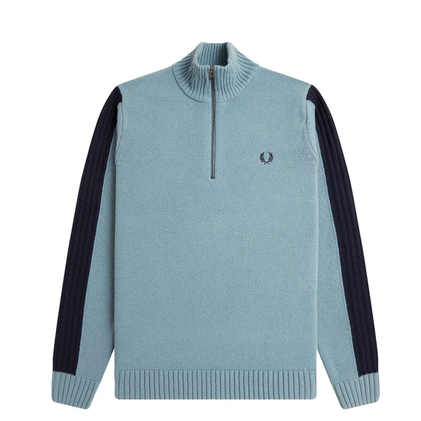 RIBBED SLEEVE HALF ZIP JUMPER