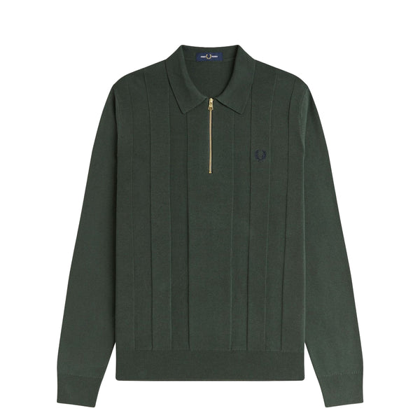 TONAL STRIPE KNITTED SHIRT COURT GREEN