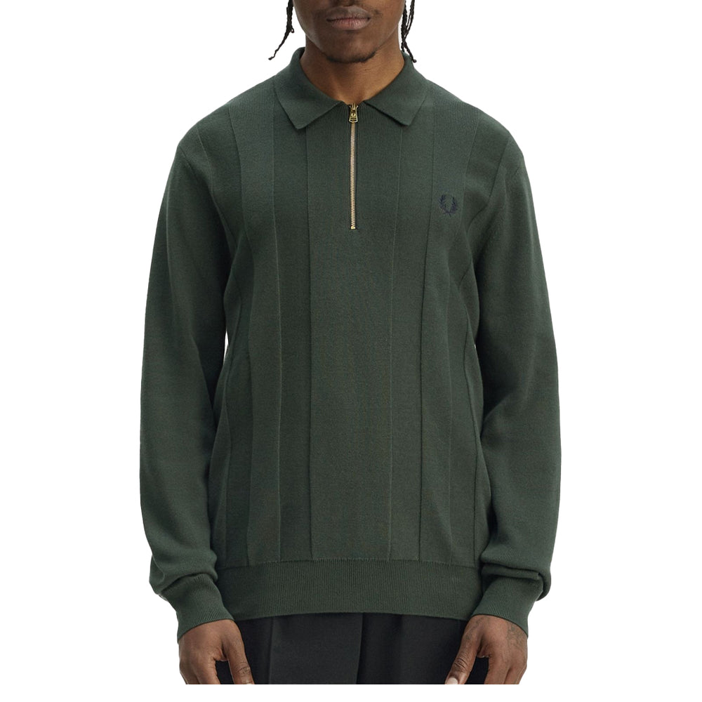 TONAL STRIPE KNITTED SHIRT COURT GREEN