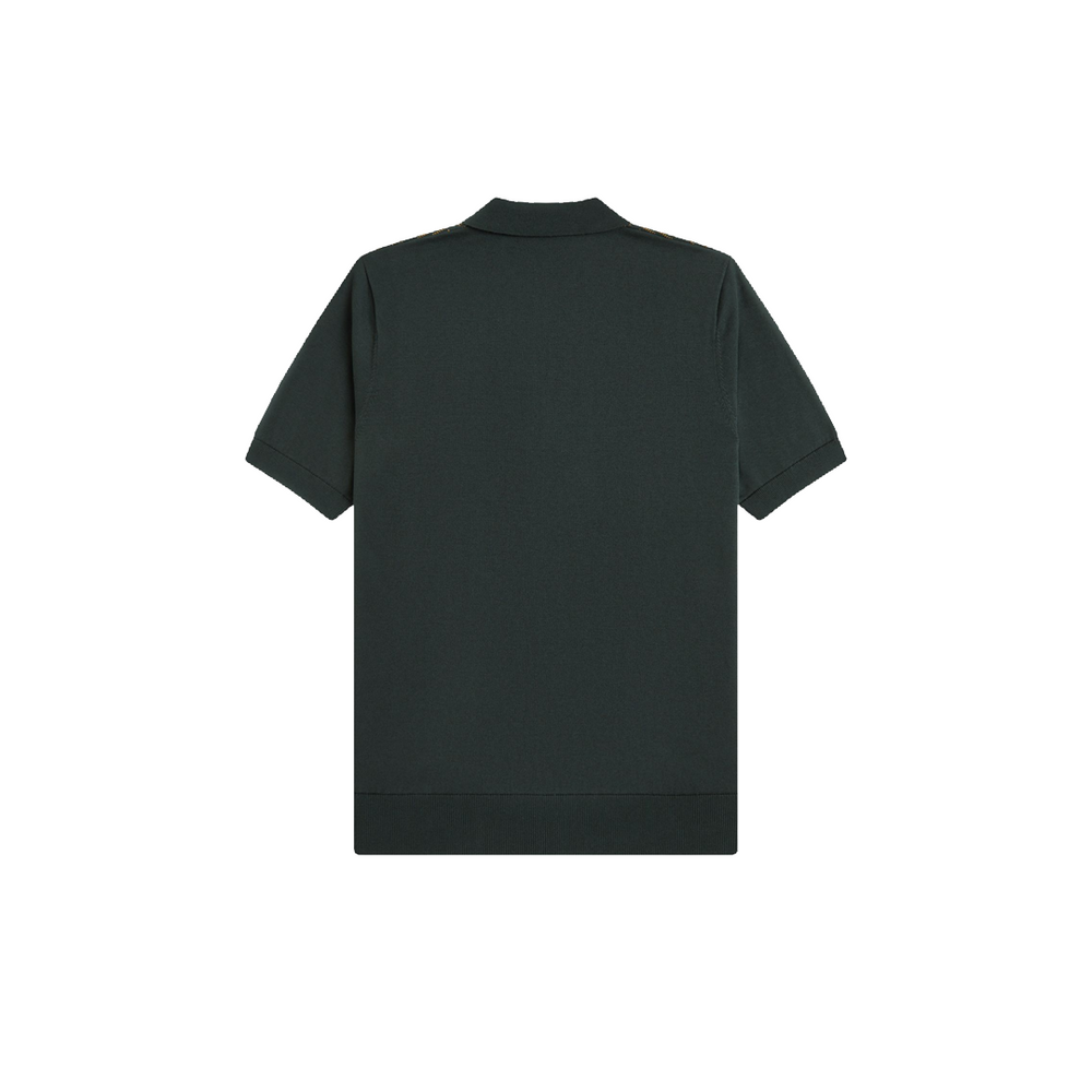 TEXTURED PANEL KNITTED SHIRT NIGHT GREEN