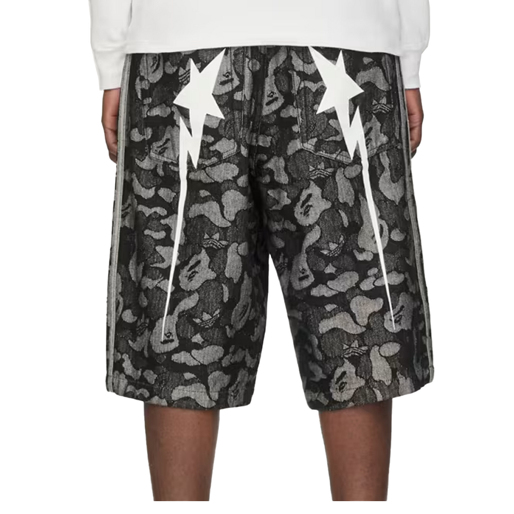 ADIDAS X BAPE SHARK DENIM JORTS – NRML ADIDAS X BAPE SHARK DENIM JORTS – NRML