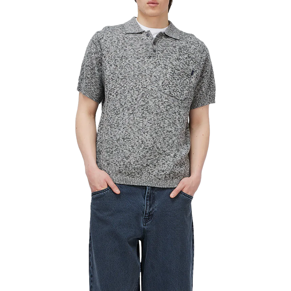 KNITTED POLO STATIC GREY