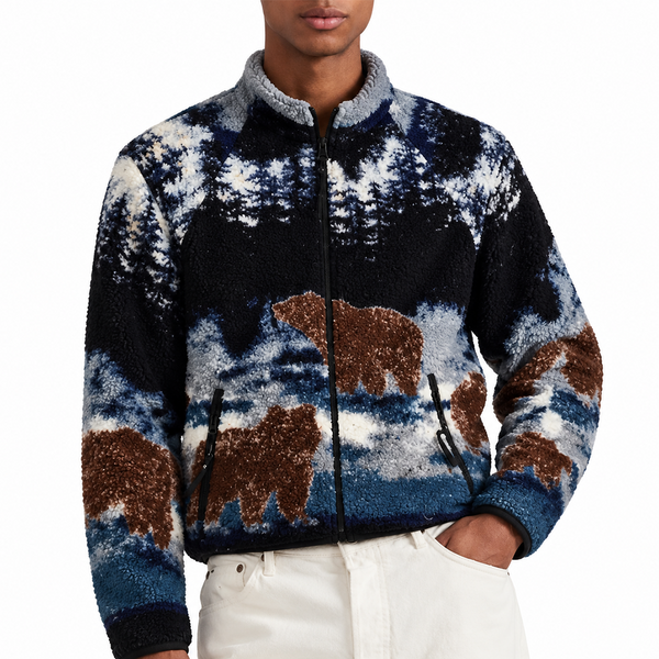 PRINTED SHERPA JACKET BEARS IN THE WILD