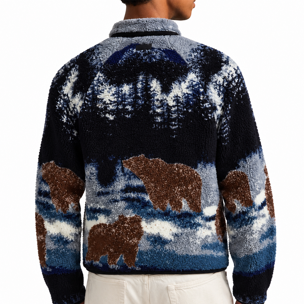 PRINTED SHERPA JACKET BEARS IN THE WILD