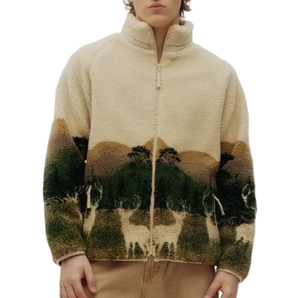 PRINTED SHERPA JACKET ELK WILDLIFE
